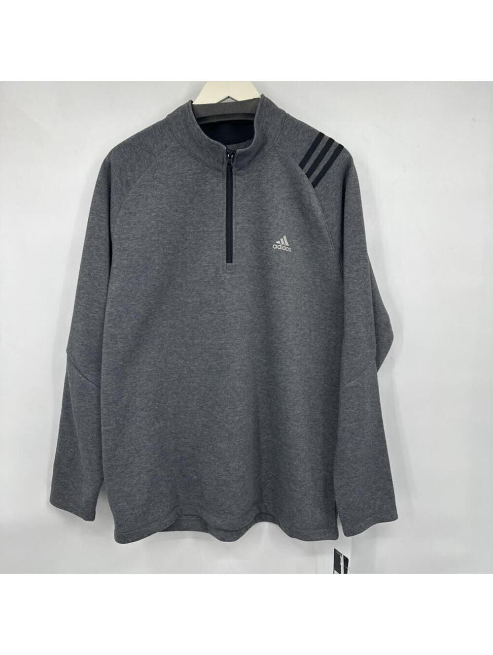Men's Adidas NWT Gray Heather Poly Fleece 1/4 Zip Jacket XL Extra Large